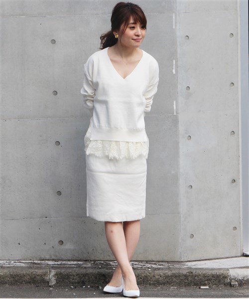 LIMITLESS LUXURY(リミットレスラグジュアリー)の「12G コットンカシミア タイトスカート◆(スカート・レディース・グレー/ラベンダー/ホワイト・FREE)」の14枚目の写真