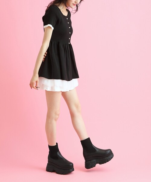 cs T&P(シーエスティーアンドピー)の「厚底ソックスブーツ(ブーツ・レディース・ブラック/ホワイト・L/LL/M/S)」の16枚目の写真