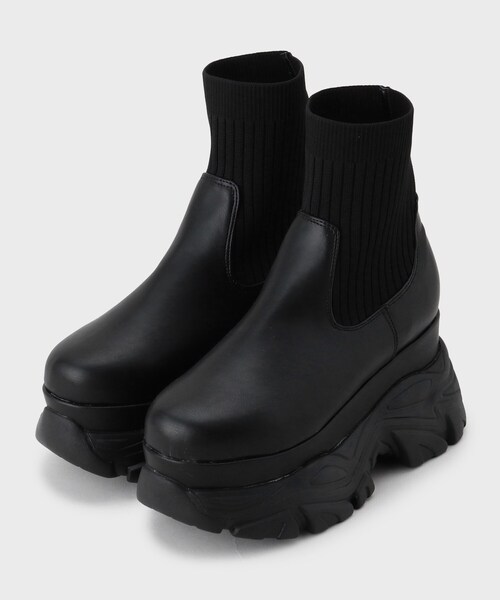 cs T&P(シーエスティーアンドピー)の「厚底ソックスブーツ(ブーツ・レディース・ブラック/ホワイト・L/LL/M/S)」の19枚目の写真