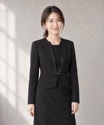 prendre la joie（プレンドレラジョア）の「V開きノーカラーワンピーススーツ ブラックフォーマル 前開き（スーツセット）」
