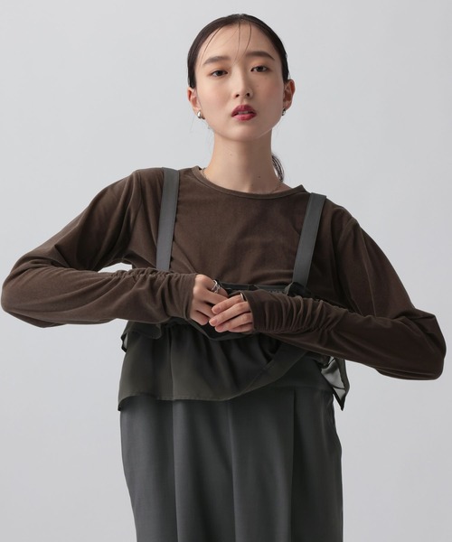 LEPSIM（レプシィム）の「ベロア長袖インナー　1064805（Tシャツ/カットソー・レディース・チャコールグレー/ブラウン/アイボリー/ピンク・FREE）」の4枚目の写真