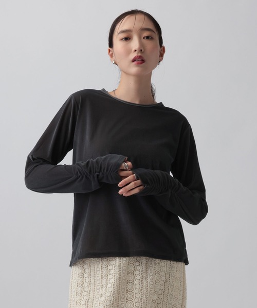 LEPSIM（レプシィム）の「ベロア長袖インナー　1064805（Tシャツ/カットソー・レディース・チャコールグレー/ブラウン/アイボリー/ピンク・FREE）」の10枚目の写真