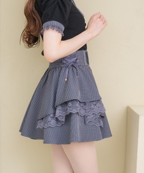 couture BY ROJITA(クチュールバイロジータ)の「レースアップラッフルスカパン(スカート・レディース・ブラック/ボルドー/グレー・FREE)」の18枚目の写真