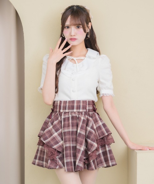 couture BY ROJITA(クチュールバイロジータ)の「レースアップラッフルスカパン(スカート・レディース・ブラック/ボルドー/グレー・FREE)」の6枚目の写真