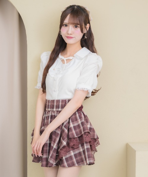 couture BY ROJITA(クチュールバイロジータ)の「レースアップラッフルスカパン(スカート・レディース・ブラック/ボルドー/グレー・FREE)」の7枚目の写真