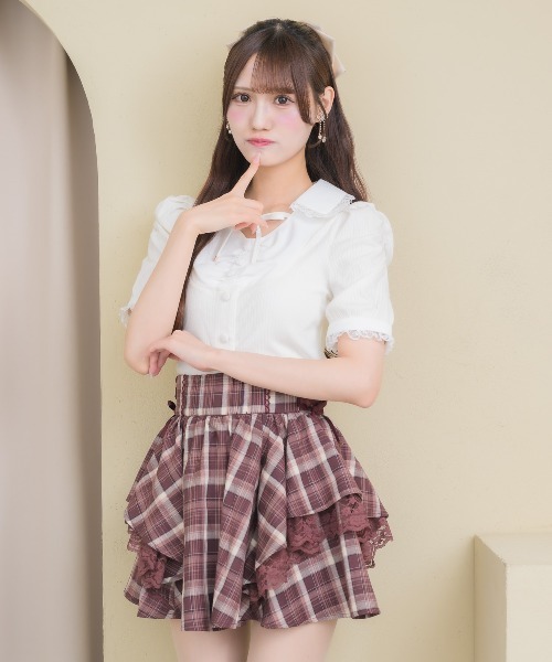 couture BY ROJITA(クチュールバイロジータ)の「レースアップラッフルスカパン(スカート・レディース・ブラック/ボルドー/グレー・FREE)」の8枚目の写真