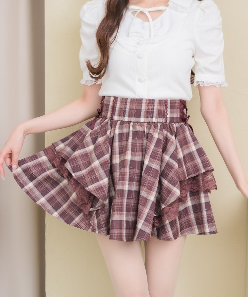 couture BY ROJITA(クチュールバイロジータ)の「レースアップラッフルスカパン(スカート・レディース・ブラック/ボルドー/グレー・FREE)」の17枚目の写真