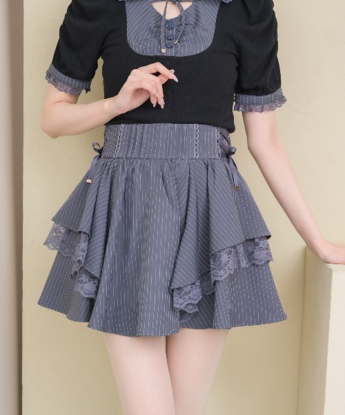 couture BY ROJITA(クチュールバイロジータ)の「レースアップラッフルスカパン(スカート・レディース・ブラック/ボルドー/グレー・FREE)」の10枚目の写真