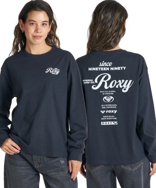 ROXY(ロキシー)の「ロキシー ROXY HISTORICAL LOGO L/S TEE(Tシャツ/カットソー・レディース・グレー/ブラック・L/M)」の1枚目の写真