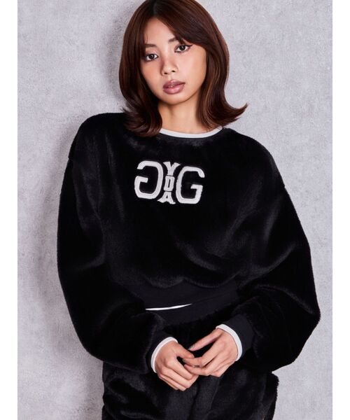 GYDA(ジェイダ)の「Symmetry GYDAフェイクファーショートトップス(Tシャツ/カットソー・レディース・ベージュ/オフホワイト/ブラック/その他1・FREE)」の3枚目の写真