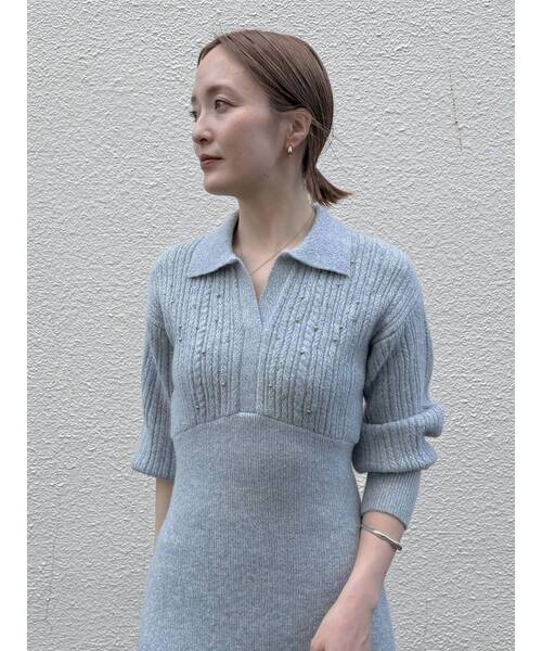 LAGUNAMOON（ラグナムーン）の「ケーブルビジューIラインニットワンピース（ワンピース・レディース・ベージュ/ブルー/ブラウン・MEDIUM/SMALL）」の13枚目の写真