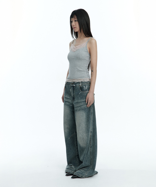 ROUGHNECK(ラフネック)の「ソフトレースノースリーブ グレー(Tシャツ/カットソー・レディース・その他・MEDIUM/SMALL)」の3枚目の写真