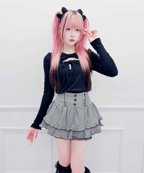 MA*RS（アメーバーマーズ）の「くるみボタンフリルスカパン（スカート・レディース・チャコールグレー/ブラック×ホワイト/グレー/ブラック・FREE）」の15枚目の写真