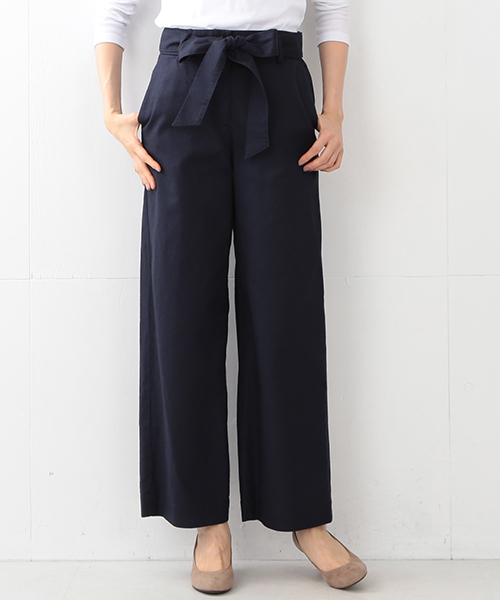 BEAMS LIGHTS Women's（ビームスライツ ウィメンズ）の「BEAMS LIGHTS / 綿麻スラブリボン パンツ（その他パンツ・レディース・ベージュ/オリーブ/ネイビー・38/36）」の3枚目の写真