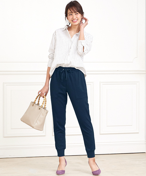 Pierrot（ピエロ）の「ポンチ素材ジョガーパンツ（その他パンツ・レディース・ネイビー/ブラック/カーキ/チャコールグレー・M/L）」の22枚目の写真