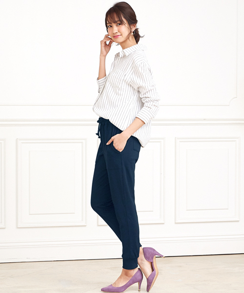 Pierrot（ピエロ）の「ポンチ素材ジョガーパンツ（その他パンツ・レディース・ネイビー/ブラック/カーキ/チャコールグレー・M/L）」の21枚目の写真