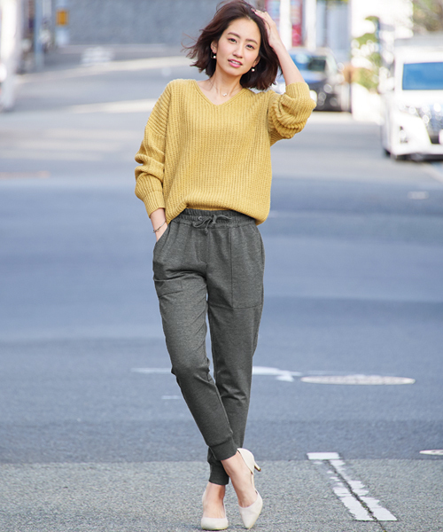 Pierrot（ピエロ）の「ポンチ素材ジョガーパンツ（その他パンツ・レディース・ネイビー/ブラック/カーキ/チャコールグレー・M/L）」の20枚目の写真