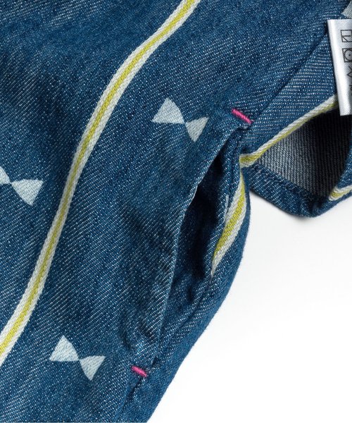 BREEZE（ブリーズ）の「リボン柄オールインワン 7分丈（サロペット/オーバーオール・キッズ・ブルー/ネイビー/キナリ・110/130/90/80/140/95/100/120）」の15枚目の写真