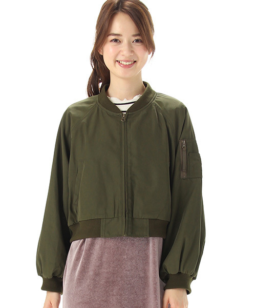 Honeys（ハニーズ）の「ショート丈リブブルゾン（ブルゾン・レディース・ブラック/カーキ/ピンク・L/M/LL）」の16枚目の写真