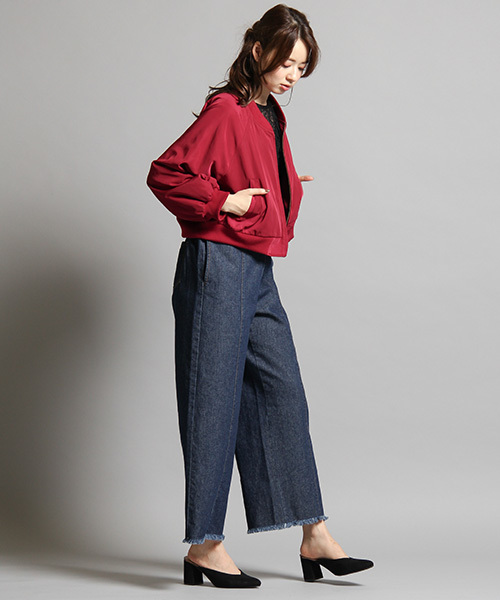 Honeys（ハニーズ）の「ショート丈リブブルゾン（ブルゾン・レディース・ブラック/カーキ/ピンク・L/M/LL）」の6枚目の写真