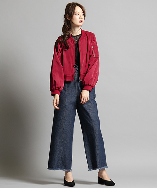 Honeys（ハニーズ）の「ショート丈リブブルゾン（ブルゾン・レディース・ブラック/カーキ/ピンク・L/M/LL）」の7枚目の写真