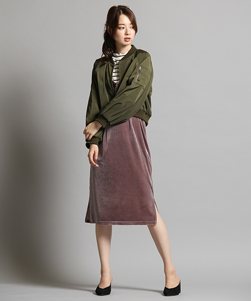 Honeys（ハニーズ）の「ショート丈リブブルゾン（ブルゾン・レディース・ブラック/カーキ/ピンク・L/M/LL）」の8枚目の写真