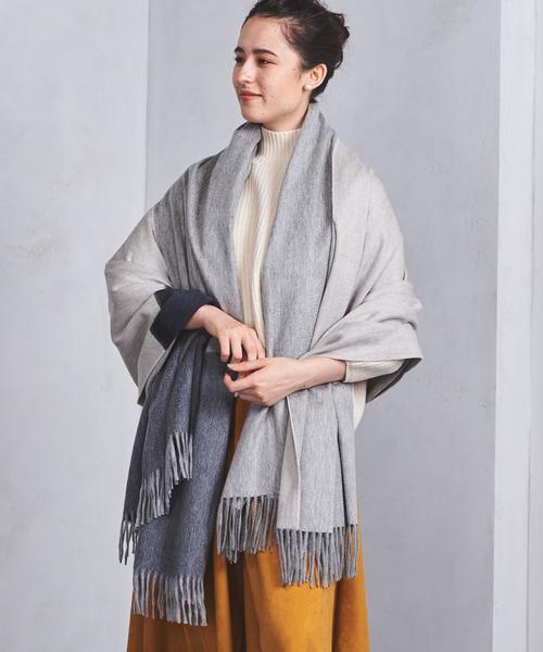 BEGG&CO ユナイテッドアローズ カシミア混 チェック 大判 ストール 茶