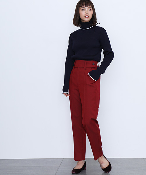 STUDIOUS（ステュディオス）の「ラメウェーブタートルニット（ニット/セーター・レディース・ネイビー/ダークブラウン・FREE）」の4枚目の写真