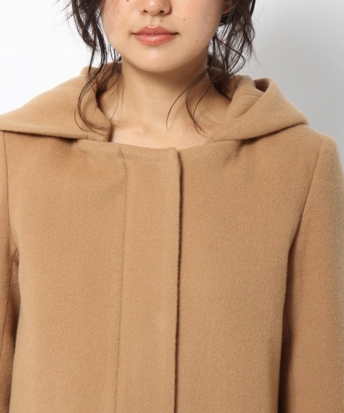 laboratory work（ラボラトリーワーク）の「ビーバーフーテッドコート（ノーカラージャケット・レディース・ネイビー/ブルー/グレー/キャメル・MEDIUM）」の10枚目の写真