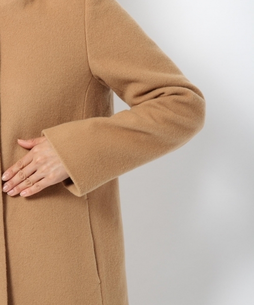 laboratory work（ラボラトリーワーク）の「ビーバーフーテッドコート（ノーカラージャケット・レディース・ネイビー/ブルー/グレー/キャメル・MEDIUM）」の11枚目の写真