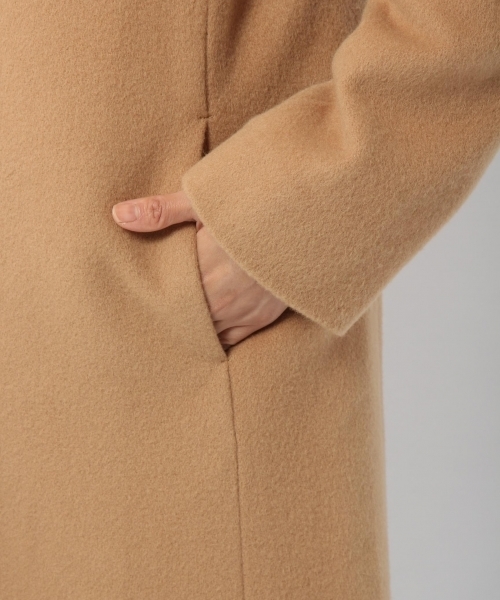 laboratory work（ラボラトリーワーク）の「ビーバーフーテッドコート（ノーカラージャケット・レディース・ネイビー/ブルー/グレー/キャメル・MEDIUM）」の9枚目の写真