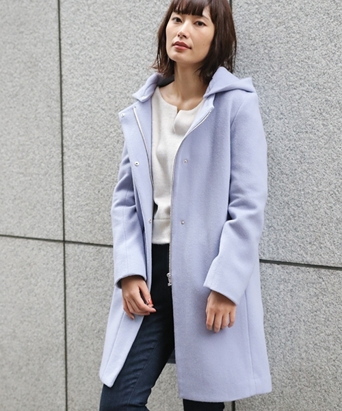 laboratory work（ラボラトリーワーク）の「ビーバーフーテッドコート（ノーカラージャケット・レディース・ネイビー/ブルー/グレー/キャメル・MEDIUM）」の17枚目の写真