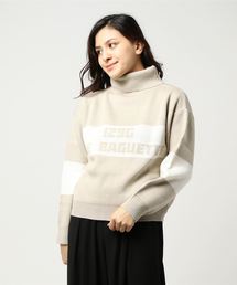 ロゴがアクセントとして映えるデイリー必須Item◎！ロゴDesign☆ハイネックニットプルオーバートップス/レディースセーター[C3032]神戸レタス