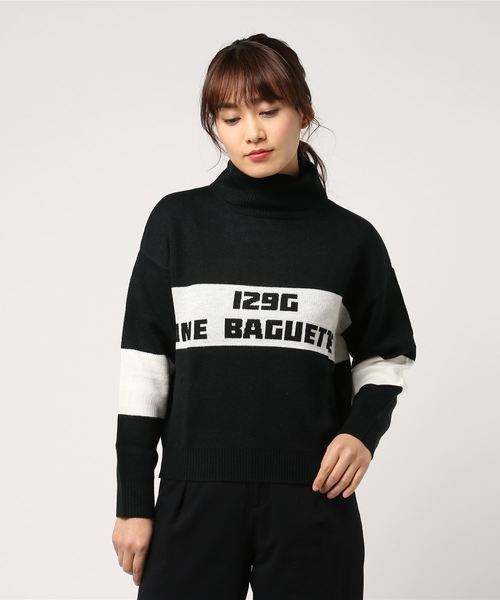 KOBE LETTUCE（コウベレタス）の「ロゴがアクセントとして映えるデイリー必須Item◎！ロゴDesign☆ハイネックニットプルオーバートップス/レディースセーター[C3032]神戸レタス（ニット/セーター・レディース・ブラック/ベージュ/グレー/オフホワイト・FREE）」の3枚目の写真