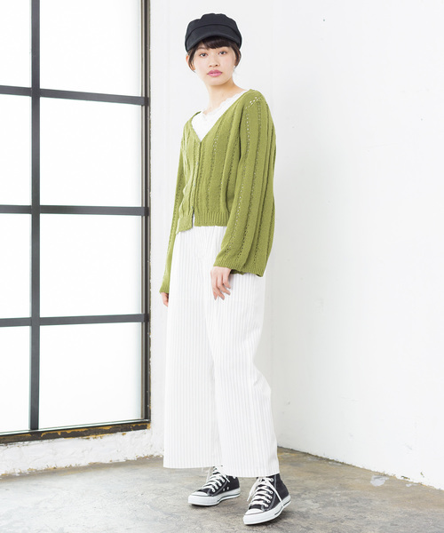 WEGO(ウィゴー)の「WEGO/リリーヤーンフレア袖ショートカーディガン(カーディガン/ボレロ・レディース・レッド/オフホワイト/グリーン/パープル/マスタード/ライトベージュ/カーキ/ダークオレンジ・FREE)」の17枚目の写真