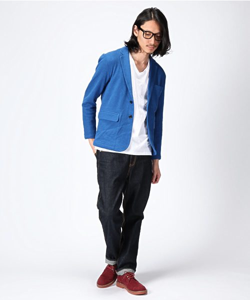 WEGO（ウィゴー）の「ダブルフェイス鹿の子テーラードジャケット（テーラードジャケット・メンズ・ブラック/ライトブラウン/ネイビー/ロイヤルブルー/ワイン・MEDIUM/LARGE）」の15枚目の写真