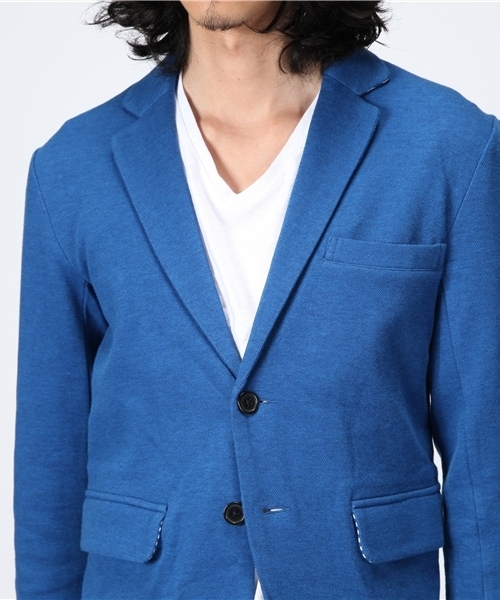 WEGO（ウィゴー）の「ダブルフェイス鹿の子テーラードジャケット（テーラードジャケット・メンズ・ブラック/ライトブラウン/ネイビー/ロイヤルブルー/ワイン・MEDIUM/LARGE）」の6枚目の写真