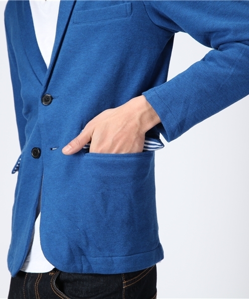 WEGO（ウィゴー）の「ダブルフェイス鹿の子テーラードジャケット（テーラードジャケット・メンズ・ブラック/ライトブラウン/ネイビー/ロイヤルブルー/ワイン・MEDIUM/LARGE）」の7枚目の写真