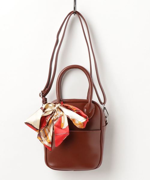 WEGO（ウィゴー）の「WEGO/【2点セット】マルチスカーフ付き2WAYミニボストンバッグ（ショルダーバッグ・レディース・ブラック/ブラウン・FREE）」の6枚目の写真