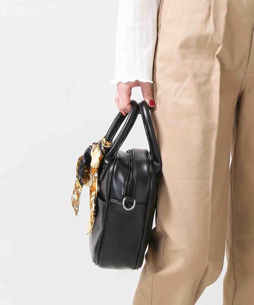 WEGO（ウィゴー）の「WEGO/【2点セット】マルチスカーフ付き2WAYミニボストンバッグ（ショルダーバッグ・レディース・ブラック/ブラウン・FREE）」の7枚目の写真