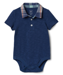 GAP | Gap チェック ポロボディシャツ(ロンパース)