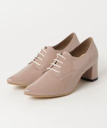 【WEB限定】カジュアルから結婚式参列まで。ヒールの高さが選べるエナメルレースアップシューズ