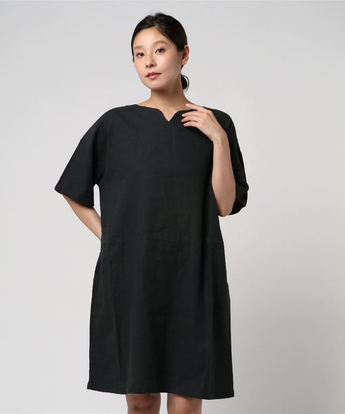 LBC(エルビーシー)の「リネンレーヨンサックワンピース(ワンピース・レディース・オフホワイト/チャコールグレー/グリーン・M/L)」の7枚目の写真