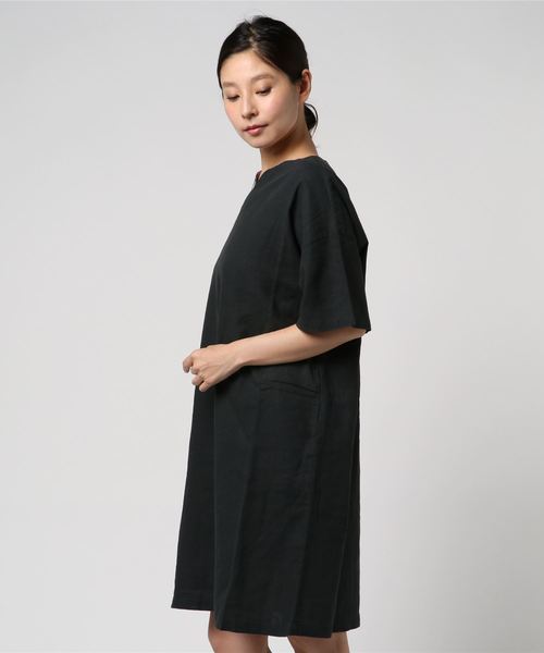 LBC(エルビーシー)の「リネンレーヨンサックワンピース(ワンピース・レディース・オフホワイト/チャコールグレー/グリーン・M/L)」の4枚目の写真