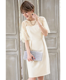 Retica mew（レティカミュウ）の「パーティードレス Aライン レース フレアスリーブ タイト ワンピース 結婚式 低身長 20代 30代 大きいサイズ お呼ばれ（ドレス）」