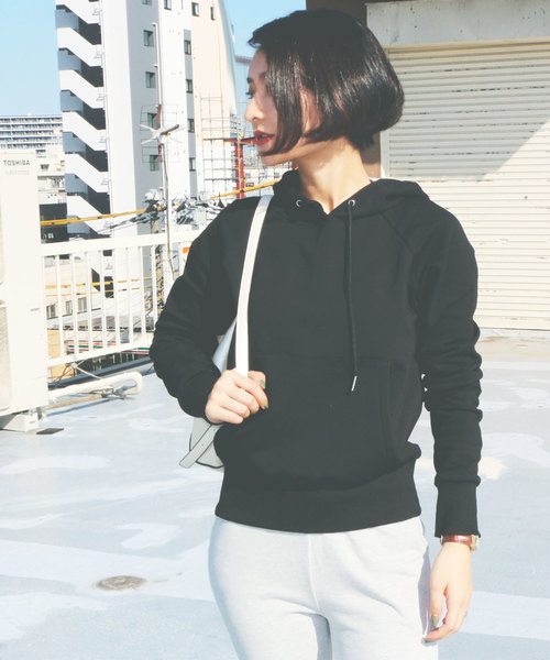 aimoha（アイモハ）の「裏フリースコットンプルオーバー（パーカー・レディース・ホワイト/ブラック/グレー/ネイビー・SMALL/MEDIUM/LARGE/X-LARGE）」の7枚目の写真