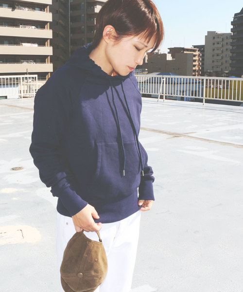 aimoha（アイモハ）の「裏フリースコットンプルオーバー（パーカー・レディース・ホワイト/ブラック/グレー/ネイビー・SMALL/MEDIUM/LARGE/X-LARGE）」の11枚目の写真