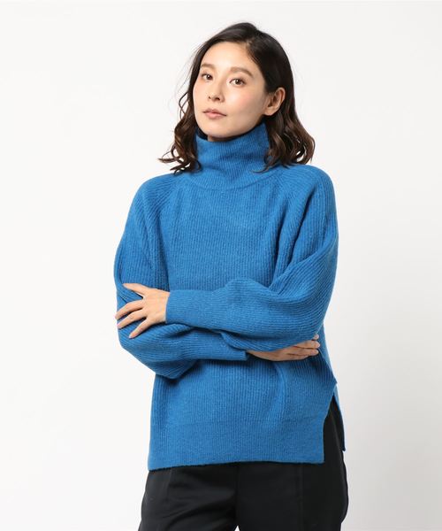 Editt by YECCA VECCA（エディットバイイェッカヴェッカ）の「・畦編みハイネックニットプルオーバー（ニット/セーター・レディース・ベージュ/オレンジ/ブルー/杢グレー・FREE）」の8枚目の写真