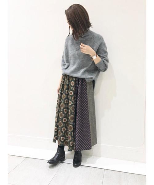 Editt by YECCA VECCA（エディットバイイェッカヴェッカ）の「・畦編みハイネックニットプルオーバー（ニット/セーター・レディース・ベージュ/オレンジ/ブルー/杢グレー・FREE）」の5枚目の写真