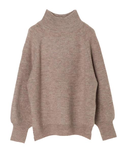 Editt by YECCA VECCA（エディットバイイェッカヴェッカ）の「・畦編みハイネックニットプルオーバー（ニット/セーター・レディース・ベージュ/オレンジ/ブルー/杢グレー・FREE）」の6枚目の写真